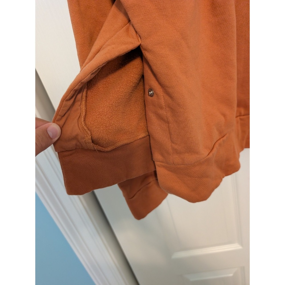 ADIDAS cotton blend orange side snap shoulder drop sweatshirt sz S - Picture 4 of 5